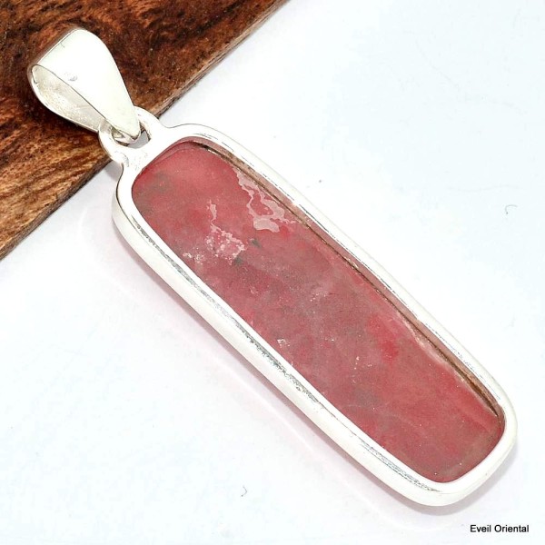 Pendentif rectangulaire allongé Rhodochrosite gel Bijoux en Rhodochrosite KC25.1