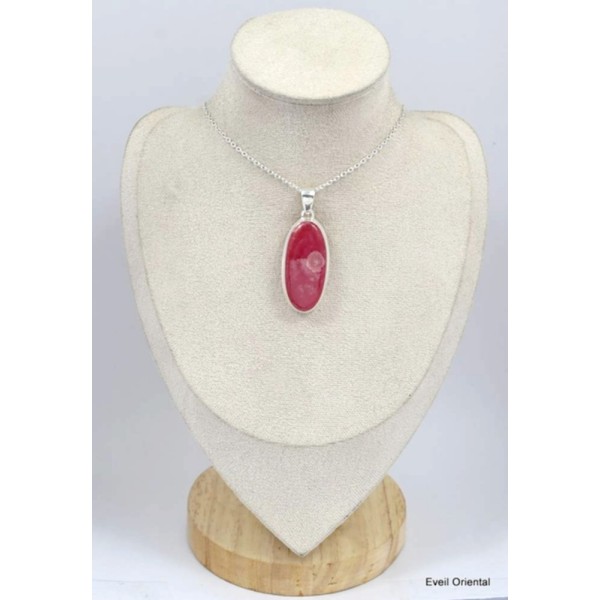 Grand Pendentif oval Rhodochrosite gel Bijoux en Rhodochrosite KC25.4