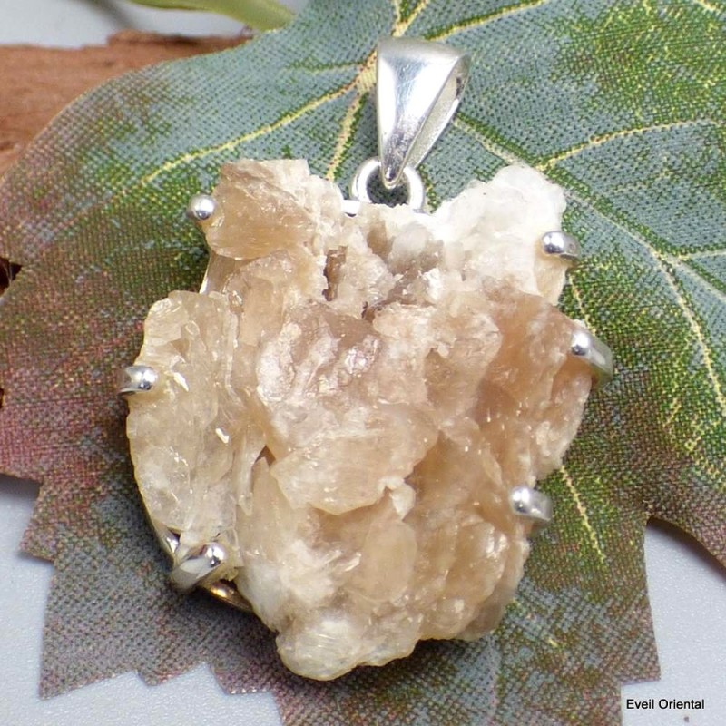 Grand pendentif Barite brute Pendentifs pierres naturelles KC20.1