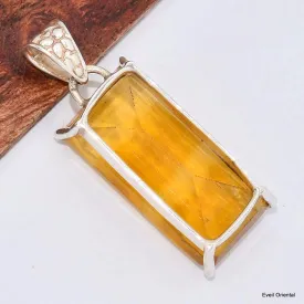 Gros Pendentif en Fluorite jaune rectangulaire - Pendentifs pierres naturelles