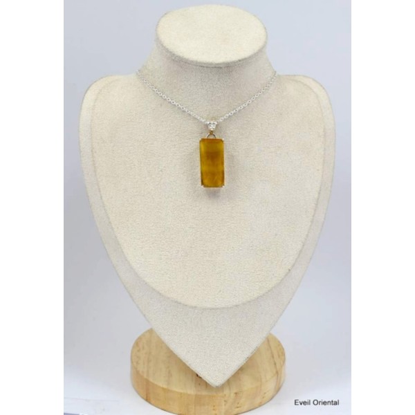 Gros Pendentif en Fluorite jaune rectangulaire Bijoux en Fluorite KC26