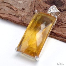 Gros Pendentif en Fluorite jaune rectangulaire Bijoux en Fluorite KC26