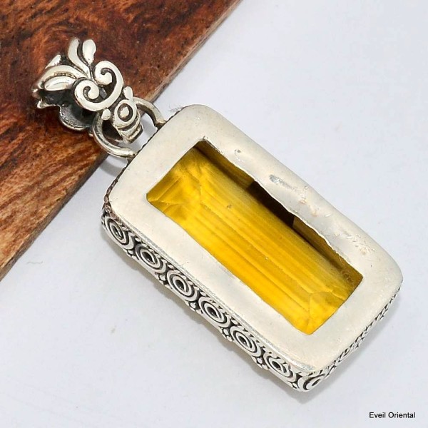 Pendentif Fluorite Jaune style ancien Bijoux en Fluorite KC26