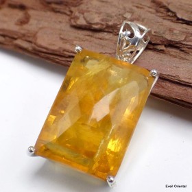 Pendentif Fluorite Jaune belles fractures Bijoux en Fluorite KC26.3