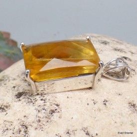 Pendentif Fluorite Jaune belles fractures Bijoux en Fluorite KC26.3