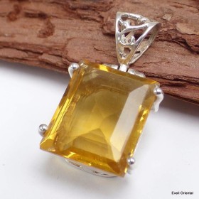 Pendentif Fluorite Jaune facettée détail bélière 