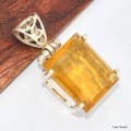 Pendentif Fluorite Jaune facettée détail bélière Bijoux en Fluorite KC26.5