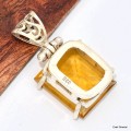 Pendentif Fluorite Jaune facettée détail bélière Bijoux en Fluorite KC26.5