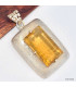 Gros Pendentif Fluorite Jaune argent satiné Pendentifs pierres naturelles KC26.6