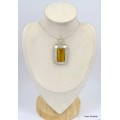 Gros Pendentif Fluorite Jaune argent satiné Pendentifs pierres naturelles KC26.6