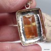 Gros Pendentif Fluorite Jaune argent satiné Pendentifs pierres naturelles KC26.6