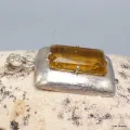 Gros Pendentif Fluorite Jaune argent satiné - Pendentifs pierres naturelles