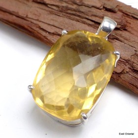 Pendentif Fluorite Jaune facettée serti griffes 