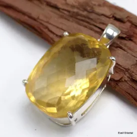 Pendentif Fluorite Jaune facettée serti griffes - Pendentifs pierres naturelles