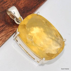 Pendentif Fluorite Jaune facettée serti griffes Bijoux en Fluorite KC26.7