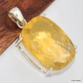 Pendentif Fluorite Jaune facettée serti griffes - Pendentifs pierres naturelles