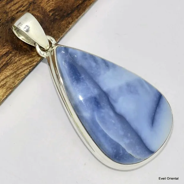 Gros pendentif goutte en Opale bleue - Pendentifs pierres naturelles