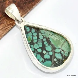 Pendentif Authentique Turquoise tibétaine goutte - Bijoux en Turquoise