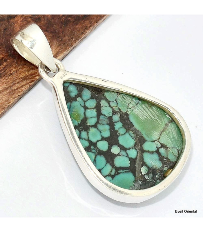 Pendentif Authentique Turquoise tibétaine goutte Bijoux en Turquoise KC29