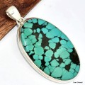 Gros Pendentif Authentique Turquoise tibétaine  Bijoux en Turquoise KC29.1
