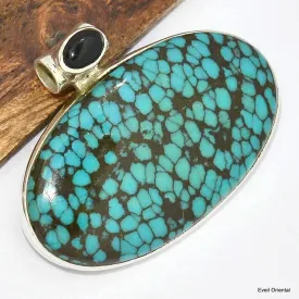 Pendentif Turquoise du Tibet et Onyx - Pendentifs pierres naturelles