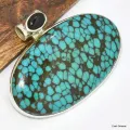 Pendentif Turquoise du Tibet et Onyx - Pendentifs pierres naturelles
