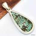 Pendentif goutte Authentique Turquoise du Tibet Pendentifs pierres naturelles KC29.4