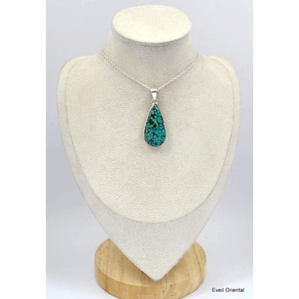 Pendentif goutte Authentique Turquoise du Tibet Pendentifs pierres naturelles KC29.4