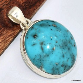 Authentique Turquoise de Nisha pur pendentif oval 