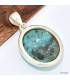Authentique Turquoise avec Pyrite pendentif oval Pendentifs pierres naturelles KC30.4