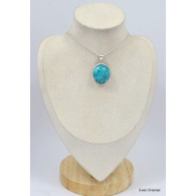 Authentique Turquoise avec Pyrite pendentif oval Pendentifs pierres naturelles KC30.4