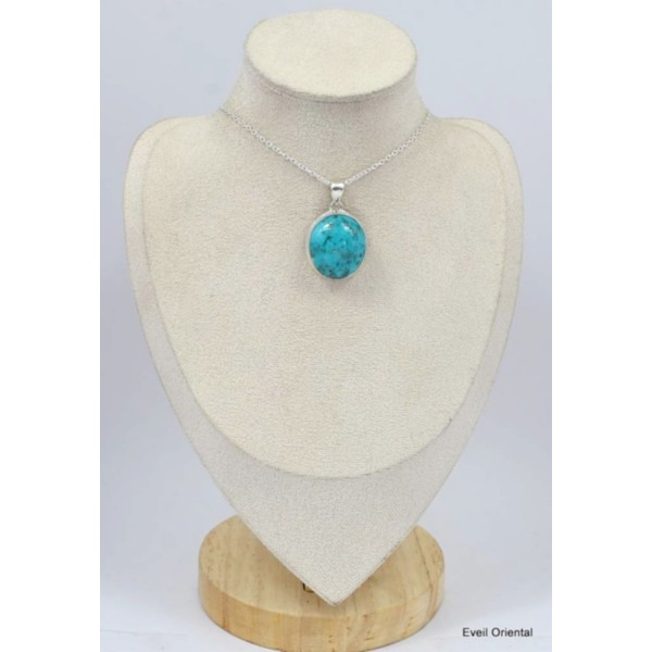 Authentique Turquoise avec Pyrite pendentif oval Pendentifs pierres naturelles KC30.4