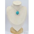 Authentique Turquoise avec Pyrite pendentif oval Pendentifs pierres naturelles KC30.4