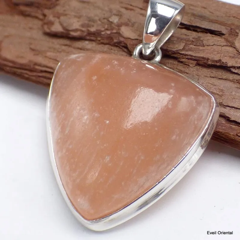 Pendentif Sélénite orange triangulaire - Pendentifs pierres naturelles