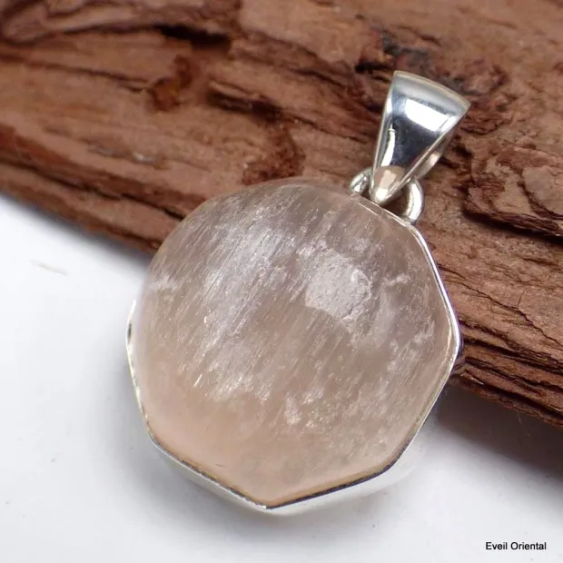 Petit pendentif hexagonal en Sélénite Orange - Pendentifs pierres naturelles