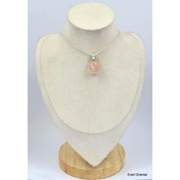 Petit pendentif hexagonal en Sélénite Orange Pendentifs pierres naturelles KC31.1