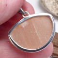 Gros pendentif semi-rond en Sélénite Orange Pendentifs pierres naturelles KC31.2