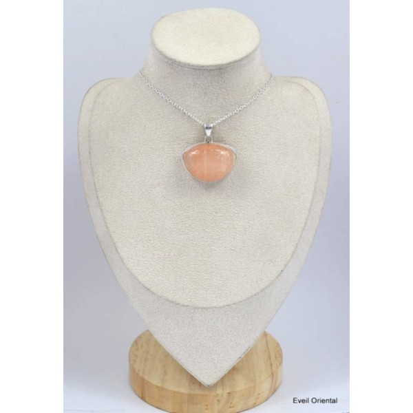 Gros pendentif semi-rond en Sélénite Orange Pendentifs pierres naturelles KC31.2