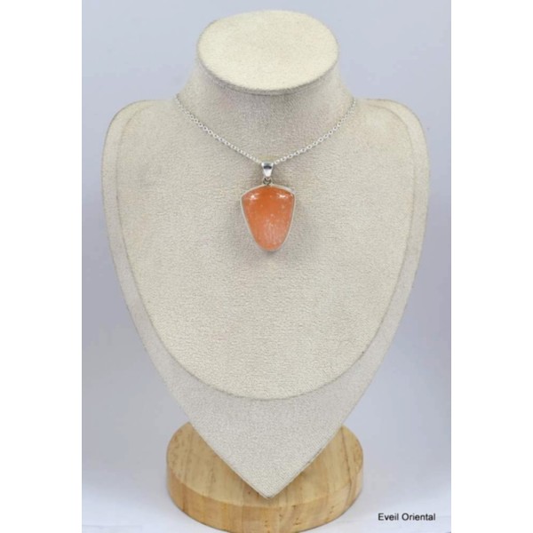 Gros pendentif en Sélénite Orange semi-oval Pendentifs pierres naturelles KC31.3