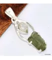 Pendentif Pierres naturelles Moldavite et Diamant d'Herkimer - Pendentifs pierres naturelles