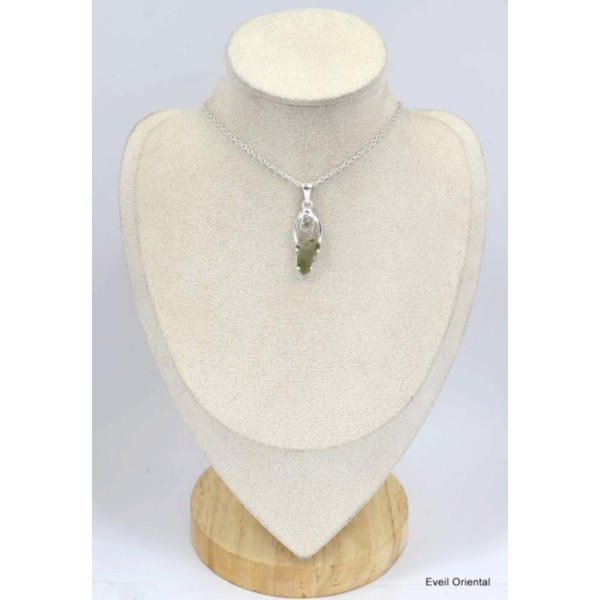Pendentif Moldavite et Diamant d'Herkimer Pendentifs pierres naturelles KC32 - SK4