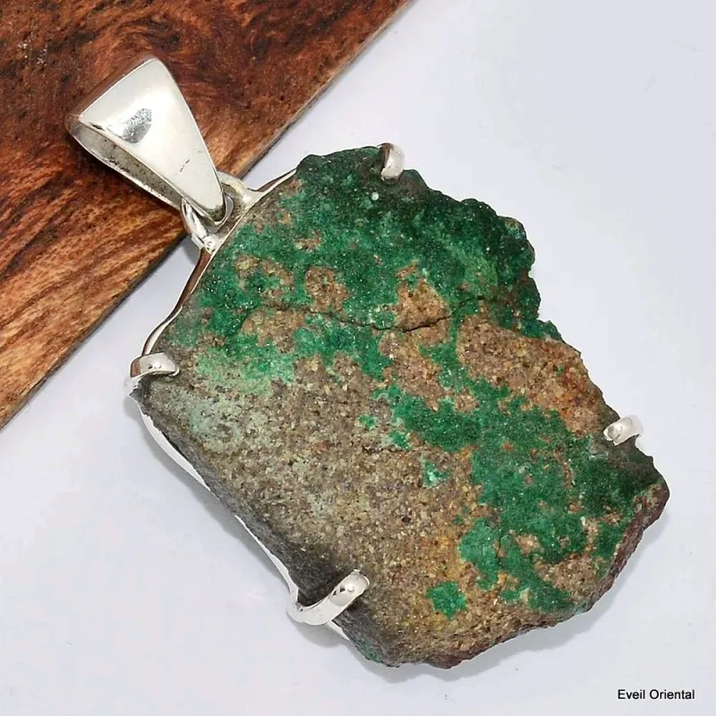 Pendentif Conichalcite serti griffes - Bijoux en Conichalcite