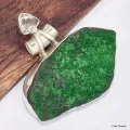 Pendentif Grenat Vert et Topaze blanche - Bijoux en Grenat Uvarovite