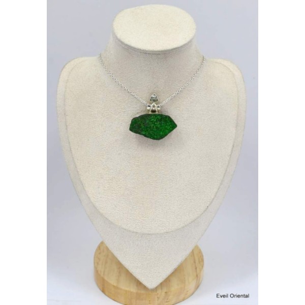 Pendentif Grenat Vert et Topaze blanche Bijoux en Grenat Uvarovite KC34.2