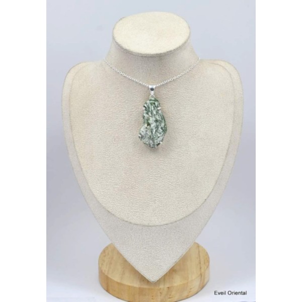 Pendentif Smaragdite Actinolite verte brute Bijoux en Actinolite KC36.2