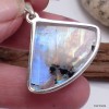 Pendentif triangulaire Tourmaline noire sur Péristérite Bijoux en Pierre de lune KC37