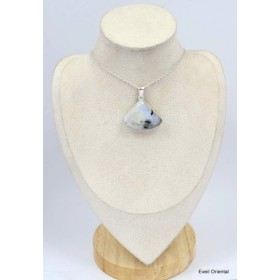 Pendentif triangulaire Tourmaline noire sur Péristérite Bijoux en Pierre de lune KC37