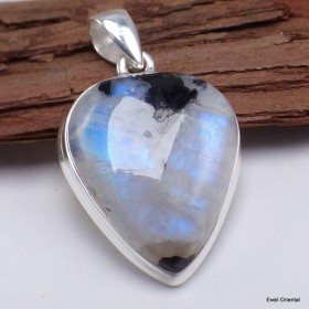 Pendentif Tourmaline sur Pierre de lune forme poire Bijoux en Pierre de lune KC37.1