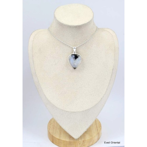 Pendentif Tourmaline sur Pierre de lune forme poire Bijoux en Pierre de lune KC37.1