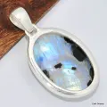 Pendentif Tourmaline sur Pierre de lune bleue - Pendentifs pierres naturelles